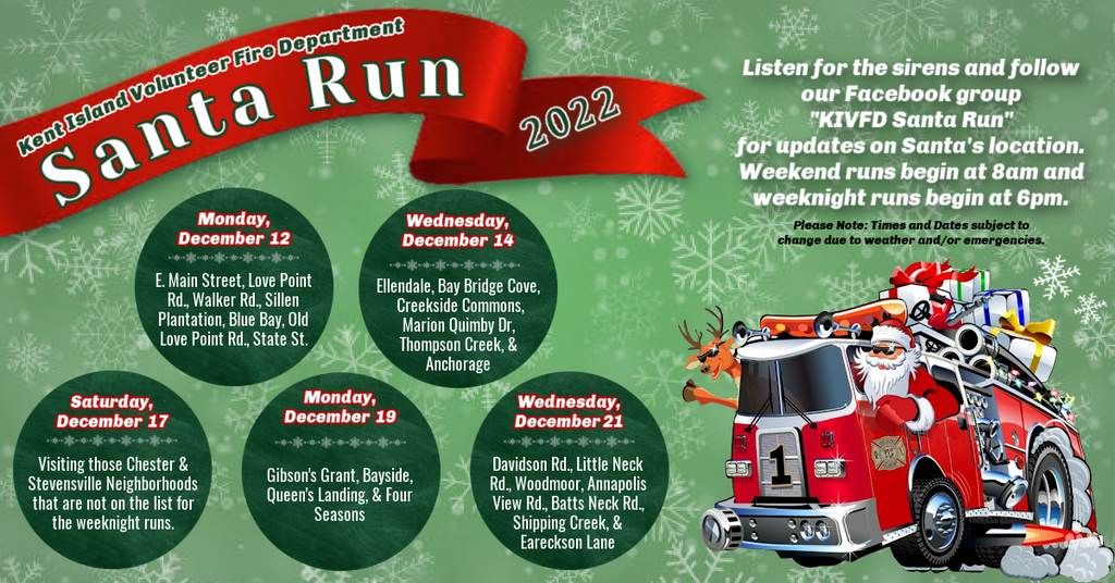 2022 KIVFD Santa Run Kent Island Volunteer Fire Department